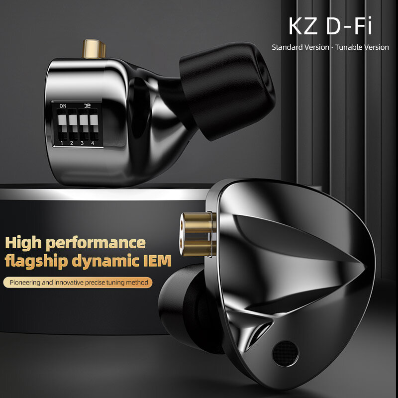 KZ D-Fi Wired Earphone HiFi Sound Bass 10mm Dual Magnetic Dynamic Drivers Four-speed Tuning 3.5mm Ergonomic In-ear Headphones with Mic COD