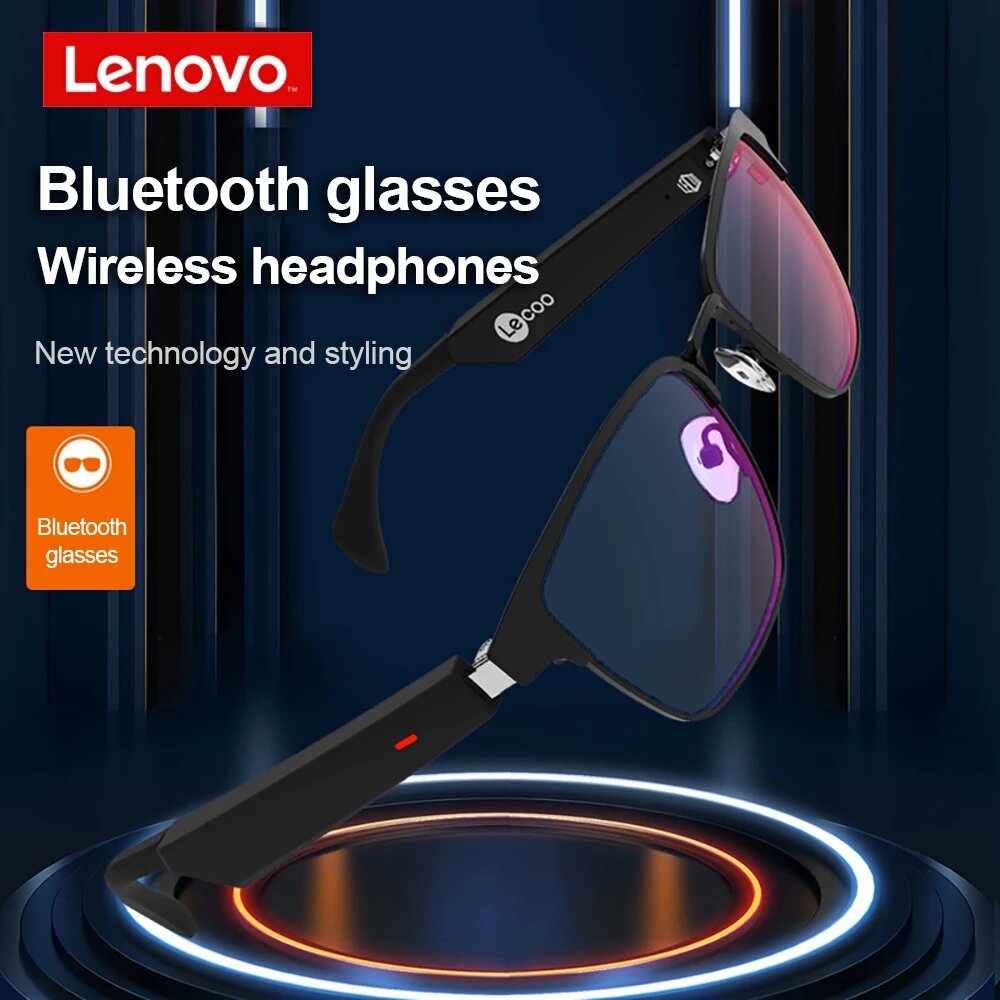 [Ergonomic Design]Lenovo C9 bluetooth V5.0 Earphone Semi-open HD Sound 120mAh Battery Titanium Elasticity Anti-glare Voice Control Smart Touch 40g Lightweight Sports Glasses Headphone