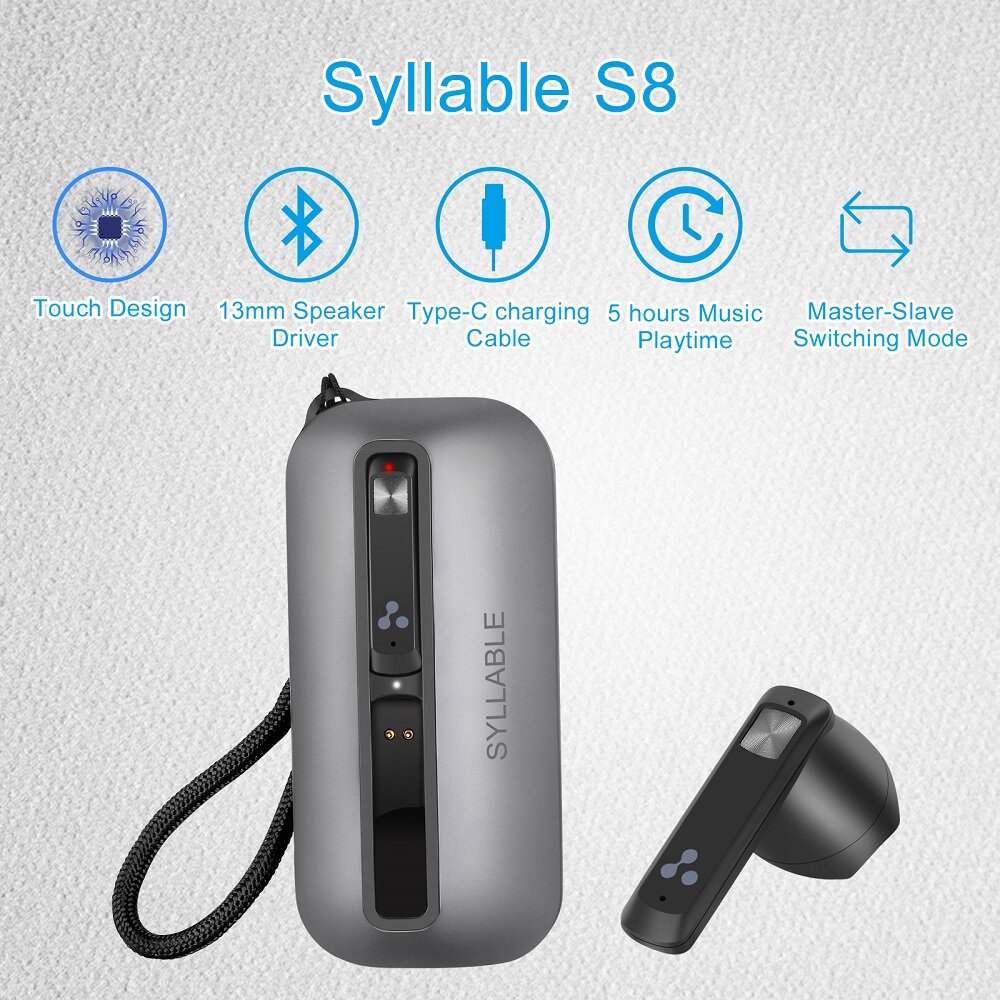 Syllable S8 TWS bluetooth Earphone 13mm Speaker Driver Utrla Thin Mini Portable Earbuds Waterproof Sports Earbuds COD