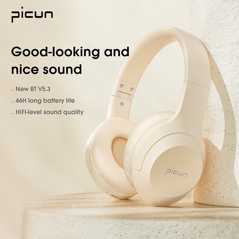 Picun B-01S Wireless Headset bluetooth 5.3 Headphone 40mm Dynamic Speaker HiFi Sound SBC AAC Audio Noise Reduction Support TF Card Foldable Outdoor Sports Headphone