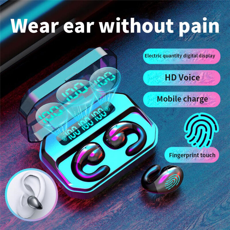 A99 TWS Wireless Headphone Bluetooth Earphone Earclip Design LED Power Display Emergency Power Bank Touch Control Sports Headphones with Mic COD