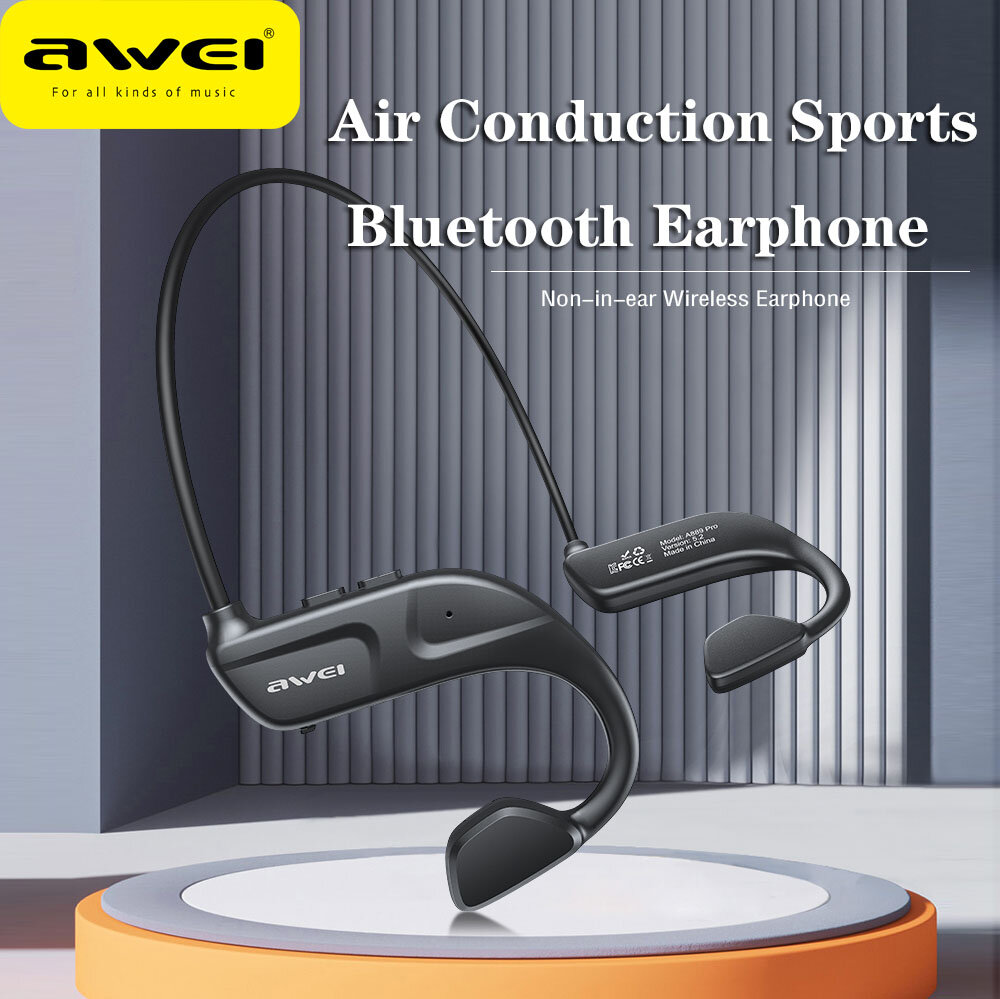 AWEI A889Pro Air Conduction Earbuds bluetooth 5.2 Earphone HiFi Stereo Sport Wireless Earhooks Headphones with Mic COD
