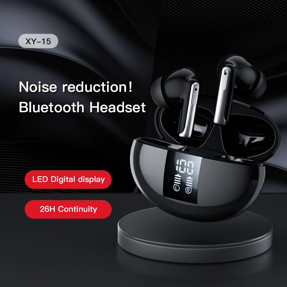XY-15 TWS bluetooth 5.3 Earphone LED Digital Display Low Gaming Latency AAC HD Audio ENC Noise Cancelling In-ear Sports Earphone COD
