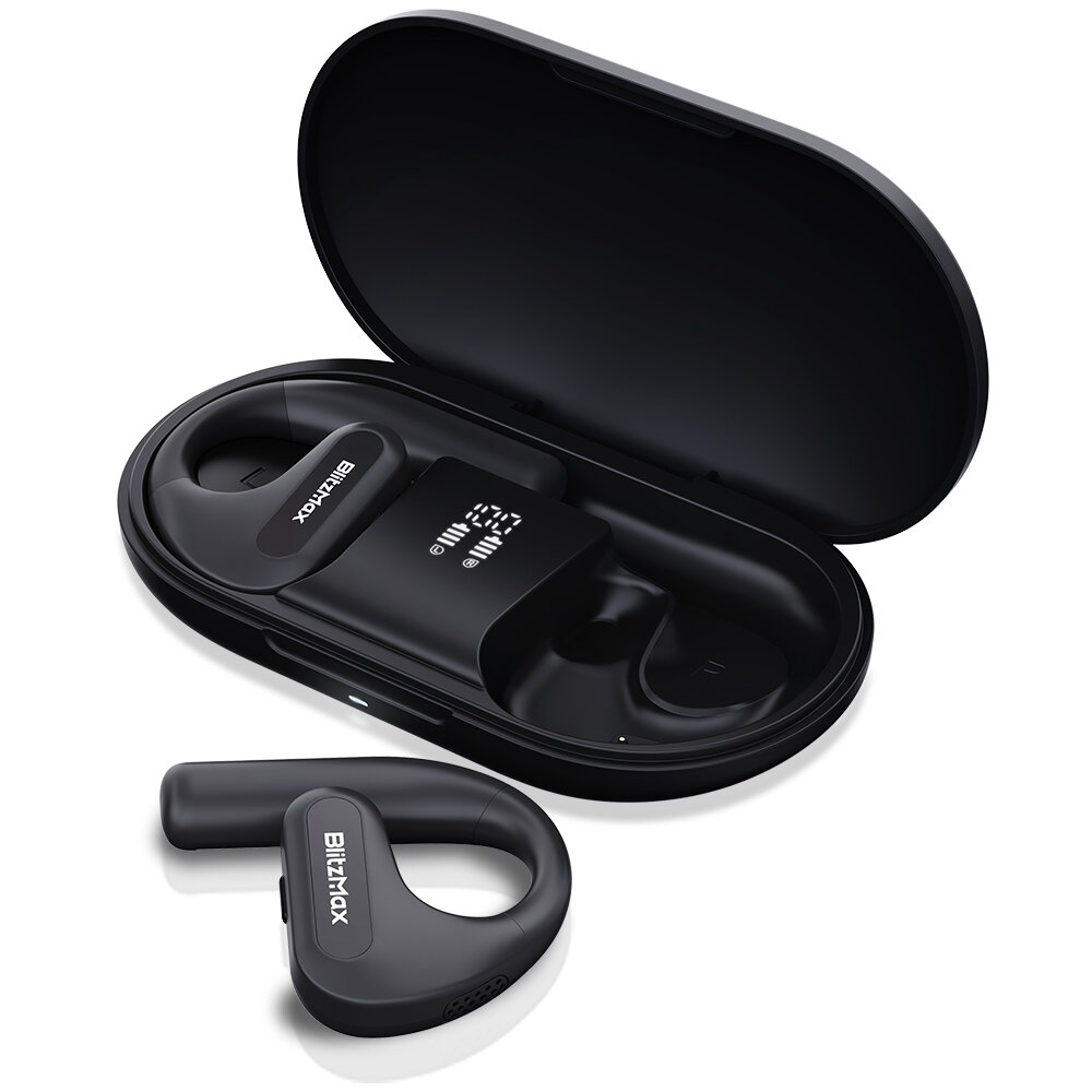 BlitzMax BM-CT2 Open Ear Headphones LED Power Display 16.2mm Dynamic Drivers Deep Bass 60H Playtime Protable Earphone COD