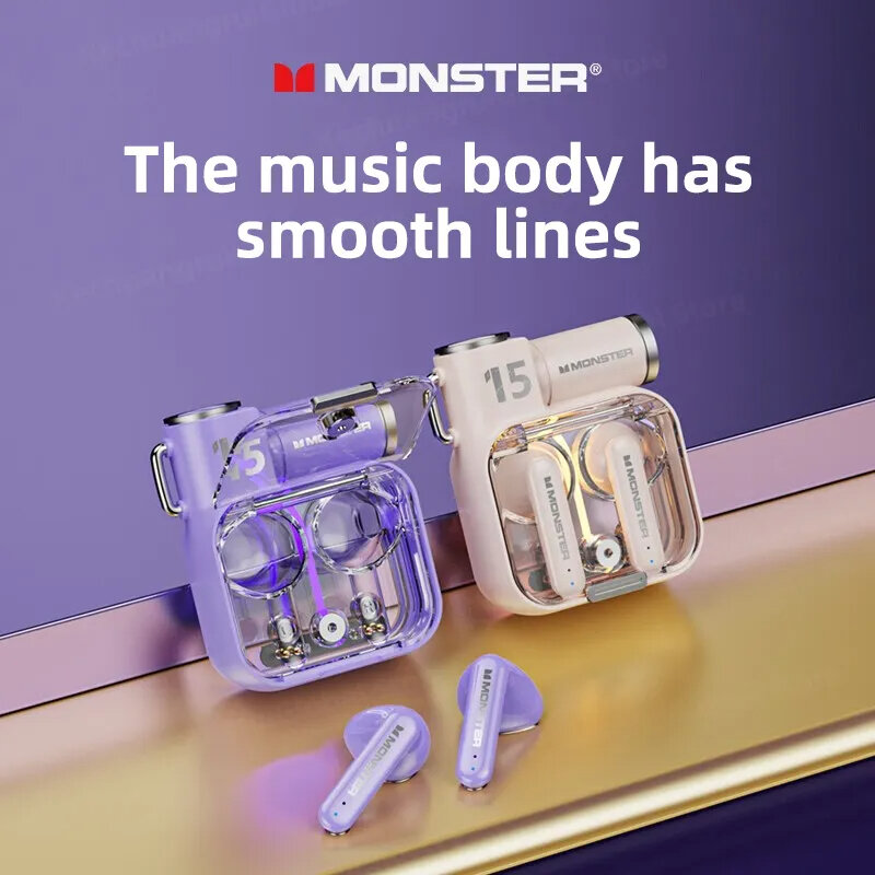 MONSTER XKT15 TWS Wireless Earbuds bluetooth Earphone Bass HiFi HD Calls Semi-in-ear Sports Headphones with Mic COD