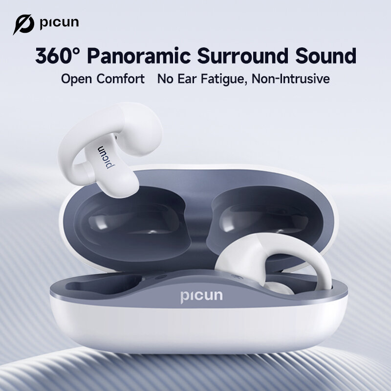 Picun W6 Air Conduction Earphone bluetooth 5.3 Clip-on Earbuds HD Audio ENC Noise Cancelling Earclips Headphones with Mic COD