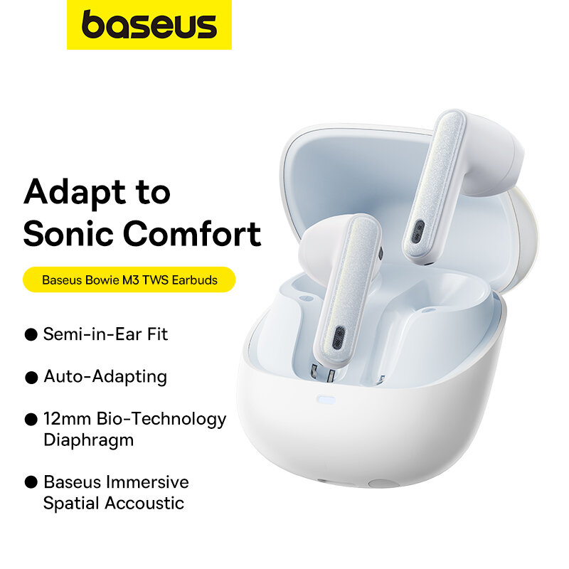 Baseus Bowie M3 TWS Wireless Earbuds bluetooth Earphone Adaptive ANC Immersive Spatial Audio 6-Mic Call Noise Reduction Portable Headphone COD