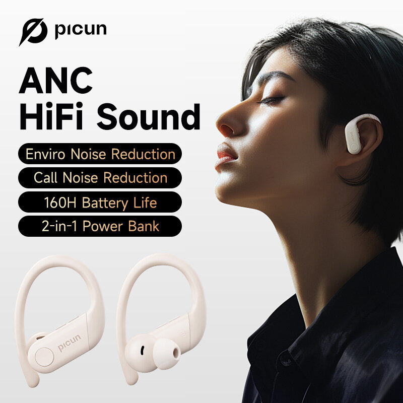 Picun A5 TWS Earbuds ANC bluetooth Earphone HiFi Lossless Audio 1600mAh Power Bank LED Display Sports Earhooks Headphones with Mic COD