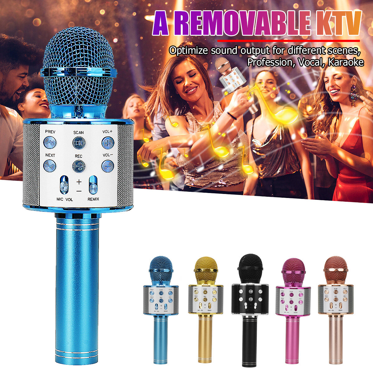 Bakeey 858 Wirelss bluetooth Microphone DSP Noise Reduction Karaoke Mic Recorder HIFI Stereo Speaker Portable Handheld Singing Player for KTV Party COD