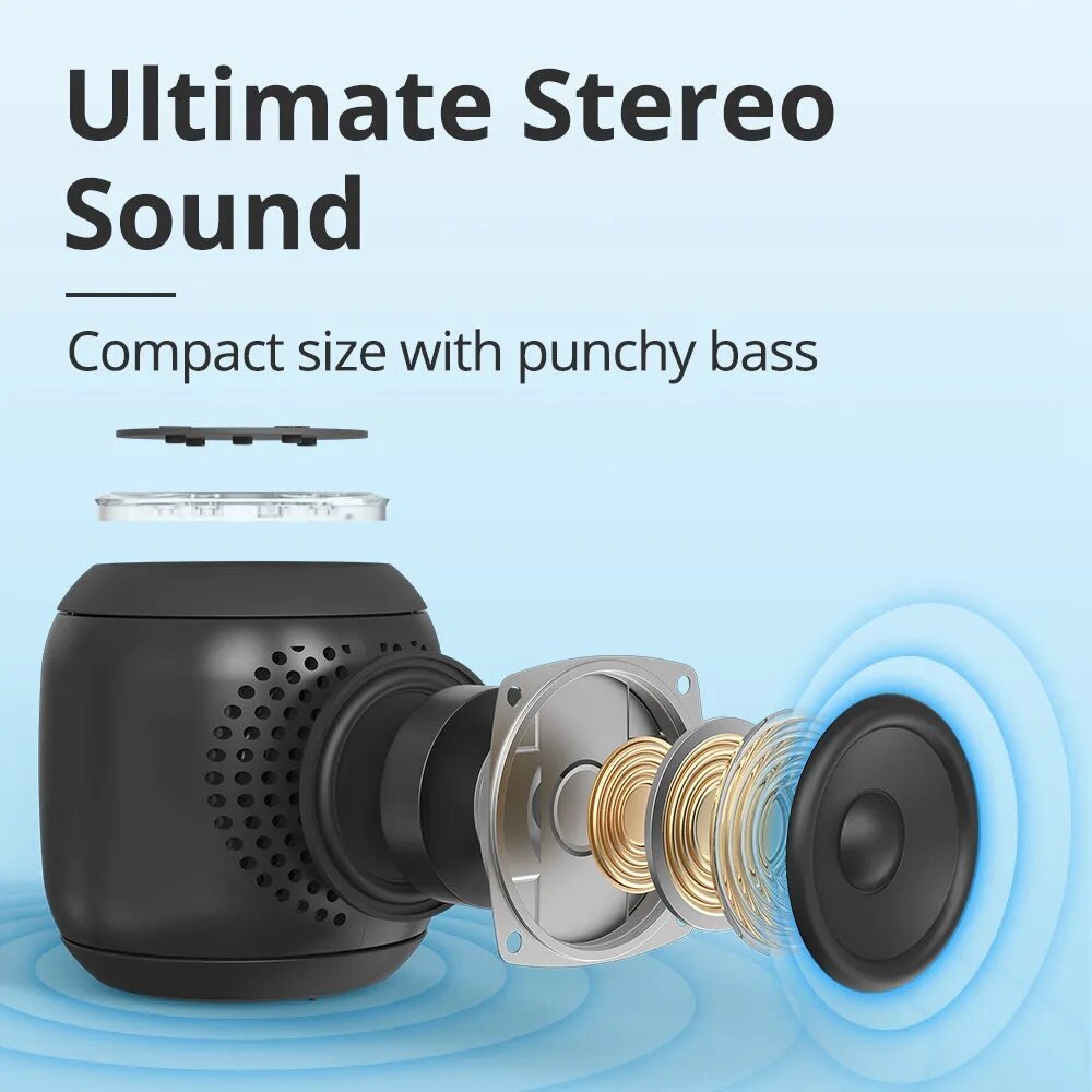 Tronsmart T7 Mini Portable Speaker bluetooth V5.3 Speaker Bass IPX7 Waterproof 18h Playtime TWS LED Modes Wireless Speaker COD