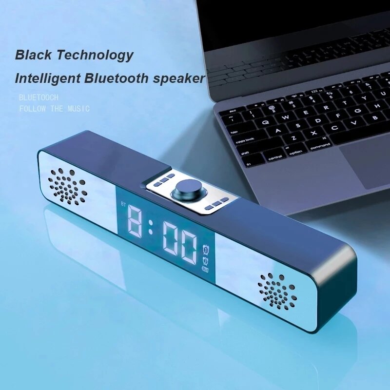 Bakeey Q19 Subwoofer Alarm Clock Super Bass Speakers HIFI USB Wireless bluetooth Computer Desktop Speaker Audio COD