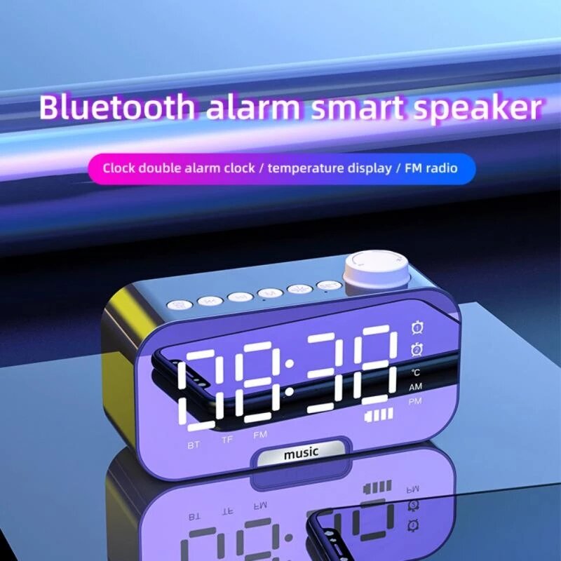 Z5 Wireless bluetooth Speaker Portable Mini Mirror Alarm Clock Support TF Card FM Radio with Mic COD