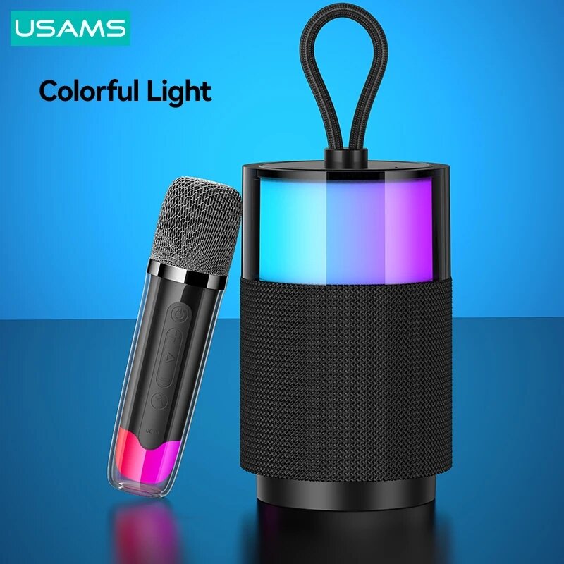 USAMS bluetooth 5.3 Speaker Music Wireless Speaker With Microphone 360° Stereo Sound Outdoor Colorful Subwoofer Portable Speaker COD