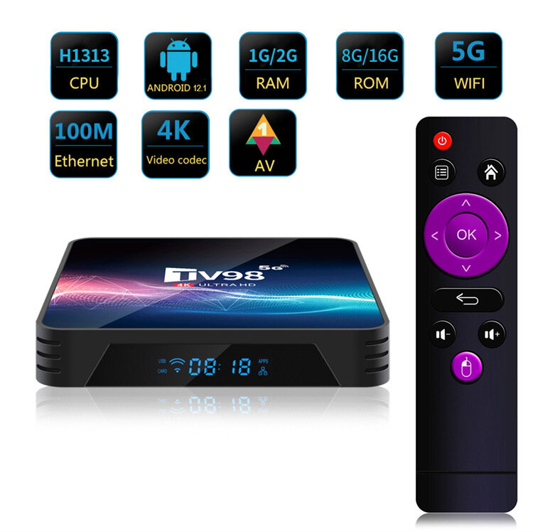 TV98 H313 Dual Band WiFi Android 12 TV BOX 2+16GB Set top Box High Definition Fast and Reliable Connection Brand New COD