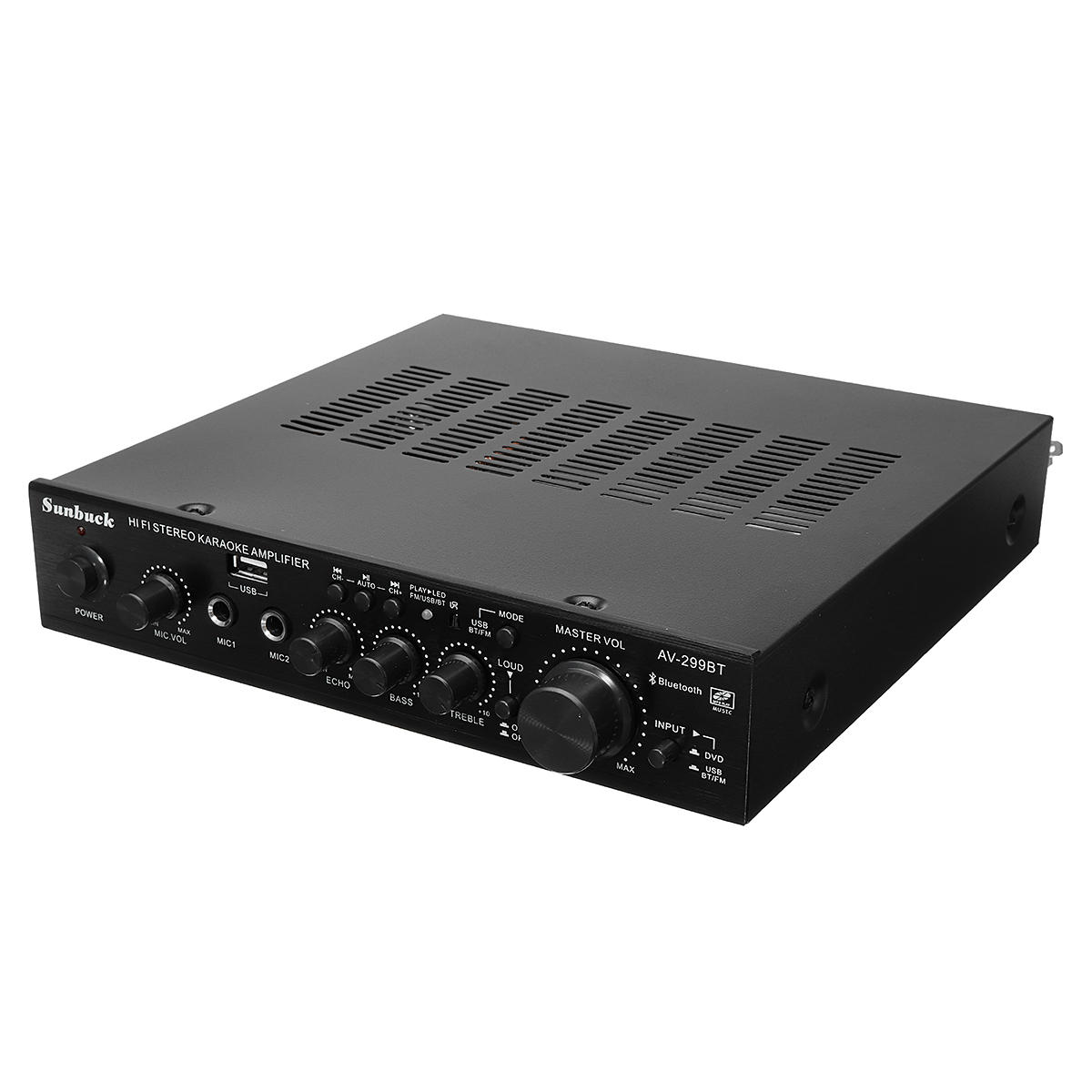 Sunbuck AV-299BT 200W HIFI bluetooth Stereo Power Amplifier Remote Control USB FM Mic Input COD
