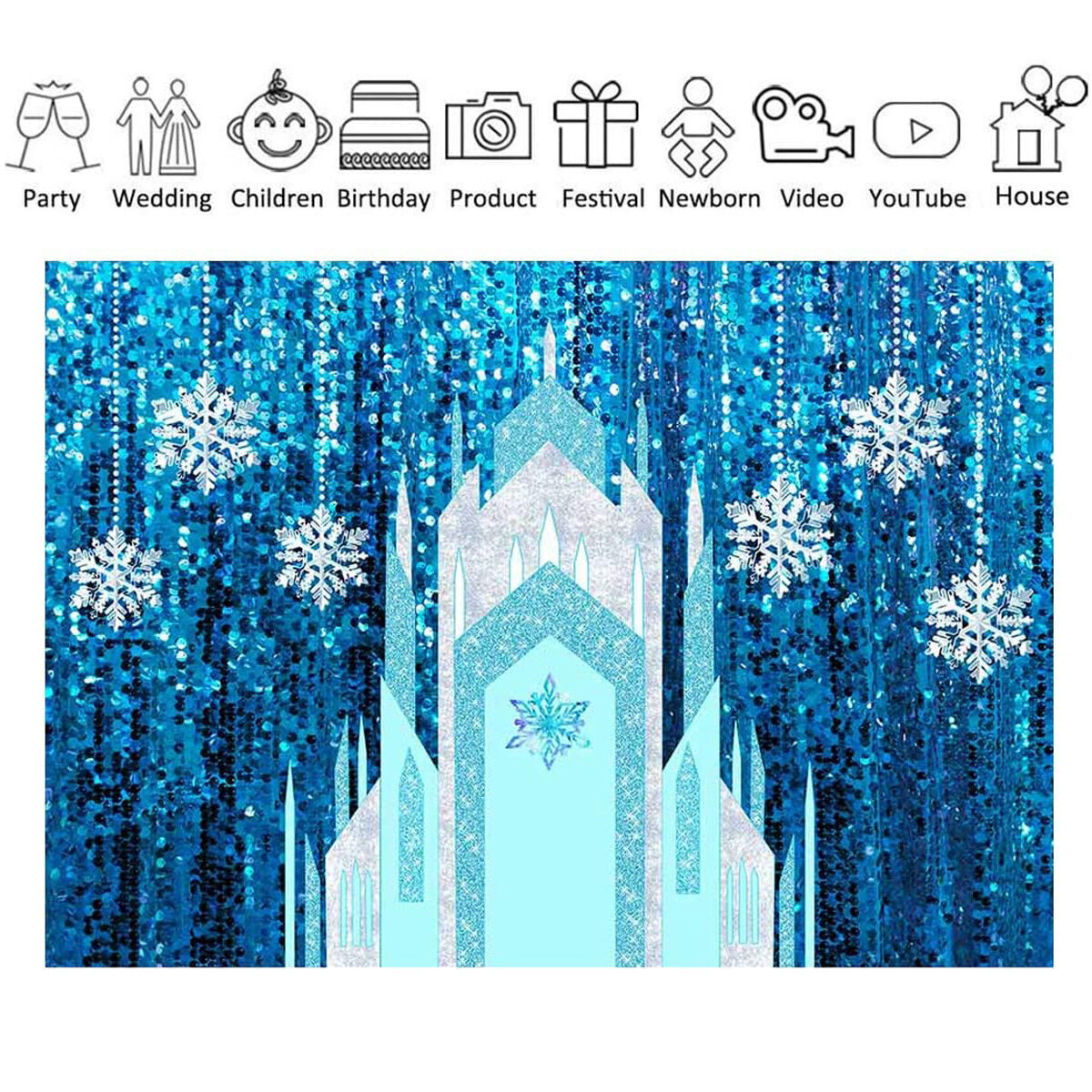 8x6ft 7x5ft 5x3ft Vinyl Cloth Romantic Ice Castle Photography Background Studio Photo Props Backdrop for Wedding Birthday Party COD