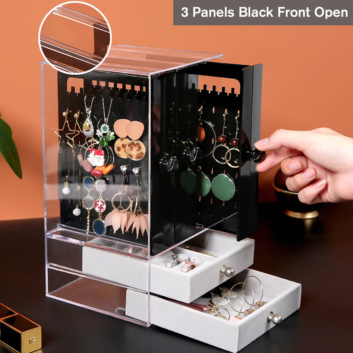 Bakeey Earrings Storage Box Jewelry Display Box Transparent Plastic Jewelry Box Earring Display Stand COD