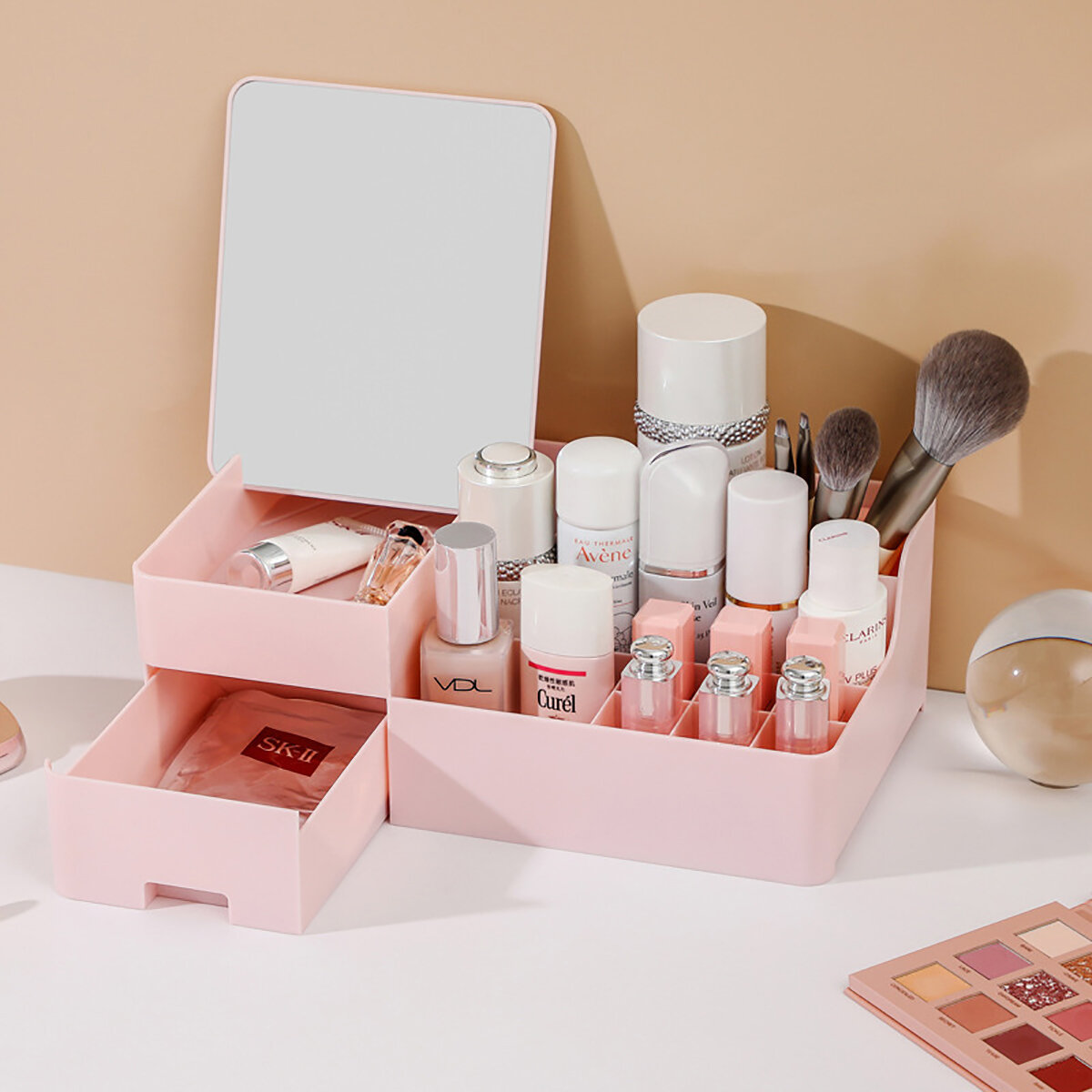 Bakeey Makeup Mirror Cosmetic Storage Box Multifunctional Drawer Storage Box COD