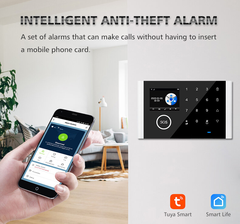 WIFI GSM Alarm System Kits Tuya Smart Home Wifi Door Sensor Doorbell Motion Sensor Detector Security Alarms System for Home COD