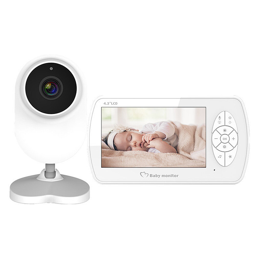 M520 1080P 4.3inch Baby Monitor Wireless Digital Monitor Temperature Monitoring 8 Lullabies Auto Night Vision Two-way Talk Mini Baby Watcher Camera Device
