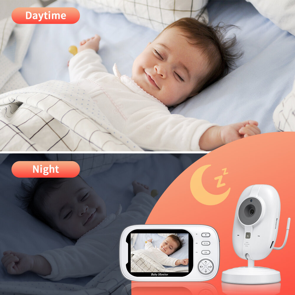 ABM600 3.5 inch Video Baby Monitor with Camera Two-Way Audio Babysitter Wireless Night Vision Temperature Monitoring Security Cameras EU Plug COD