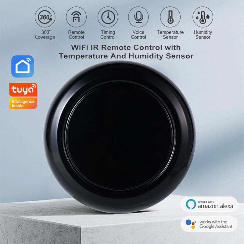Tuya WiFi IR Remote Control for Air Conditioner TV Fan Temperature&Humidity Sensor Support Voice Control Work with Alexa Google Assistant COD