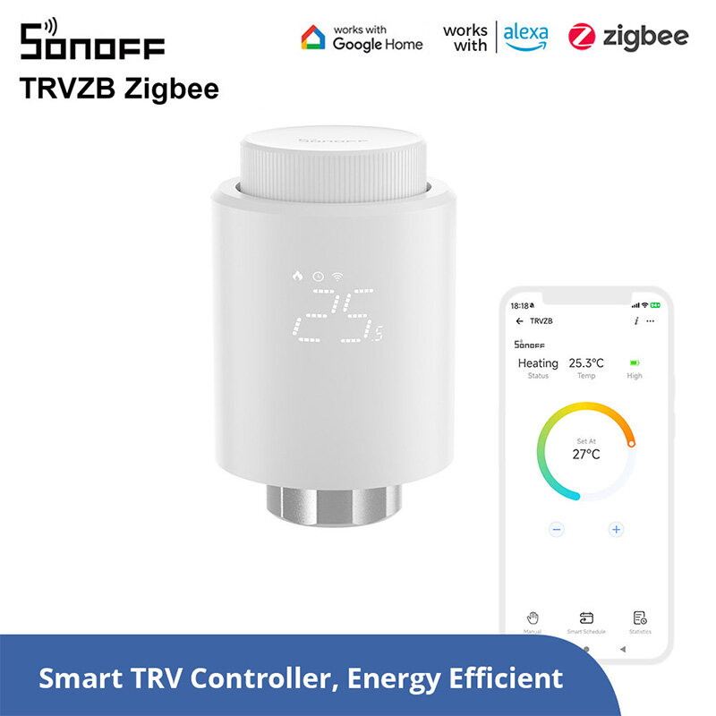 SONOFF TRVZB Smart Zigbe Thermostatic Radiator Valve Intelligent Thermostat Temperature Controller APP&Voice Control Work with Alexa Google Home COD