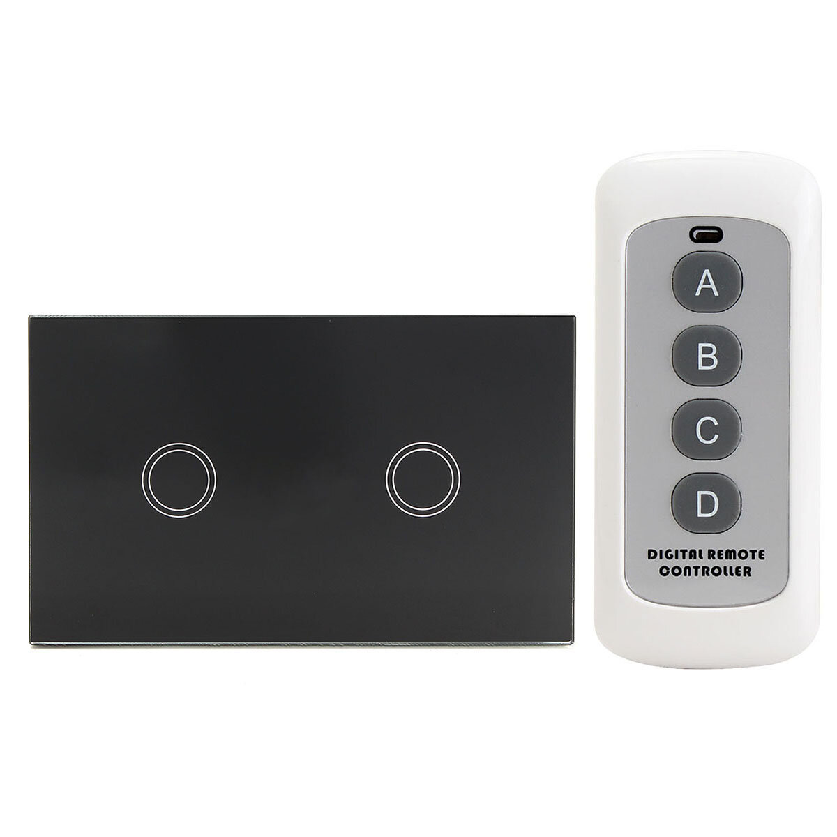 1 Way 2 Gang Crystal Glass Remote Panel Touch LED Light Switch Controller With Remote Control COD