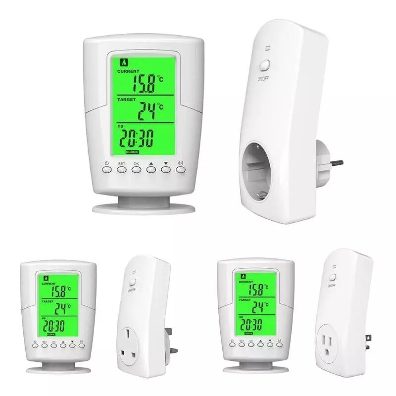 TS-2000 Programmable Wireless Thermostat Socket White LCD Home Intelligent Temperature Control Socket COD