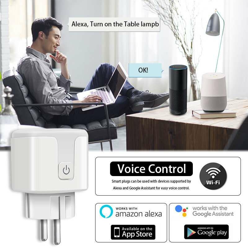 Tuya 16A EU Smart Socket WiFi Smart Plug With Power Monitoring Timing Function Voice Control Via Alexa Google Home COD