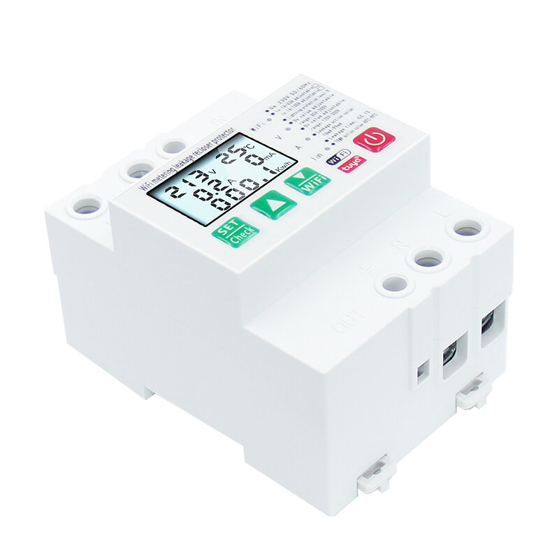 Tuya Smart Leakage Circuit Breaker WIFI Energy Meter Kwh Metering Switch Timer with Voltage Current and Leakage Protection APP Control COD