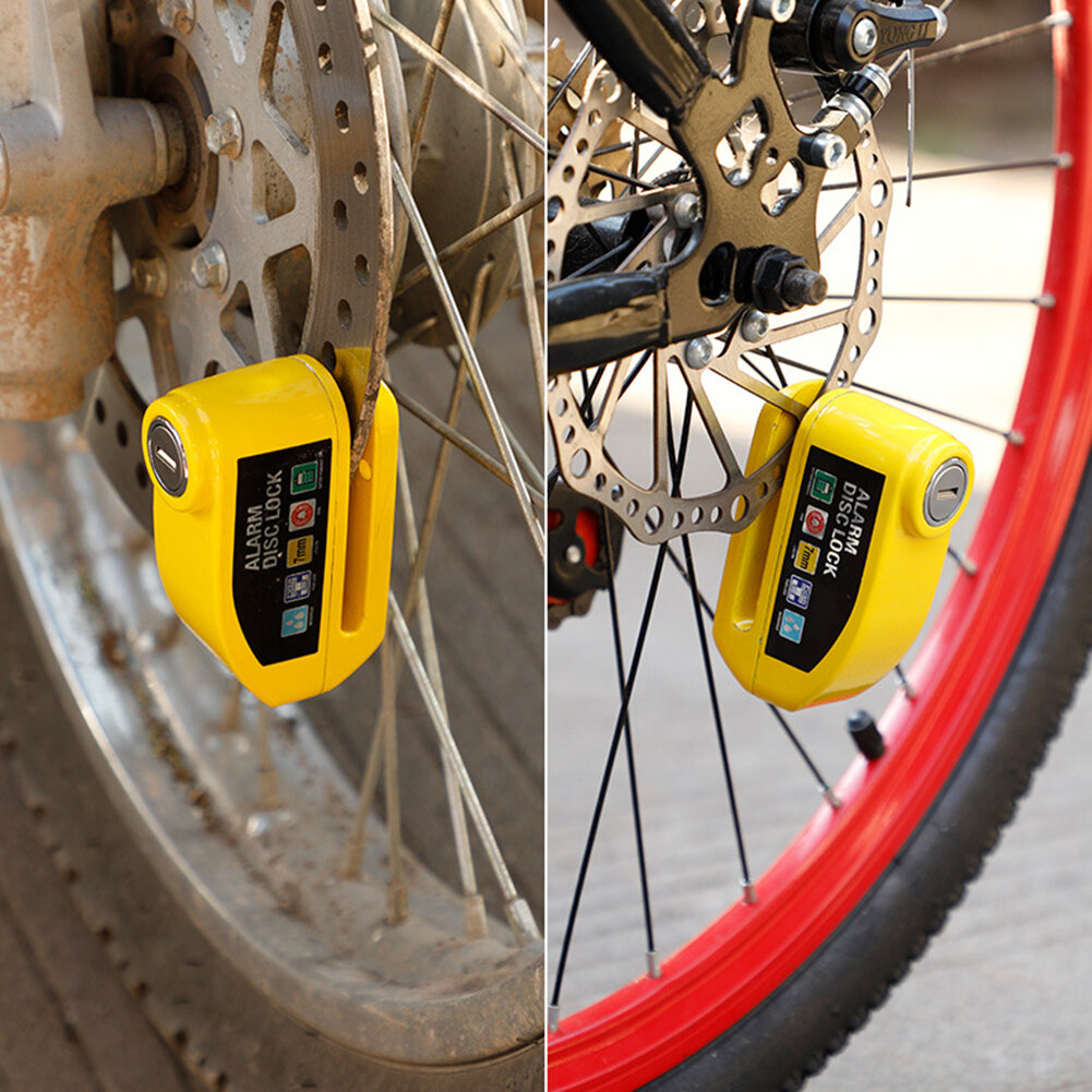 Bike Loud Warning Lock Security Alarm Protection Waterproof Large Capacity Battery Aluminum Alloy Wheel Lock for Motorcycle Scooter COD
