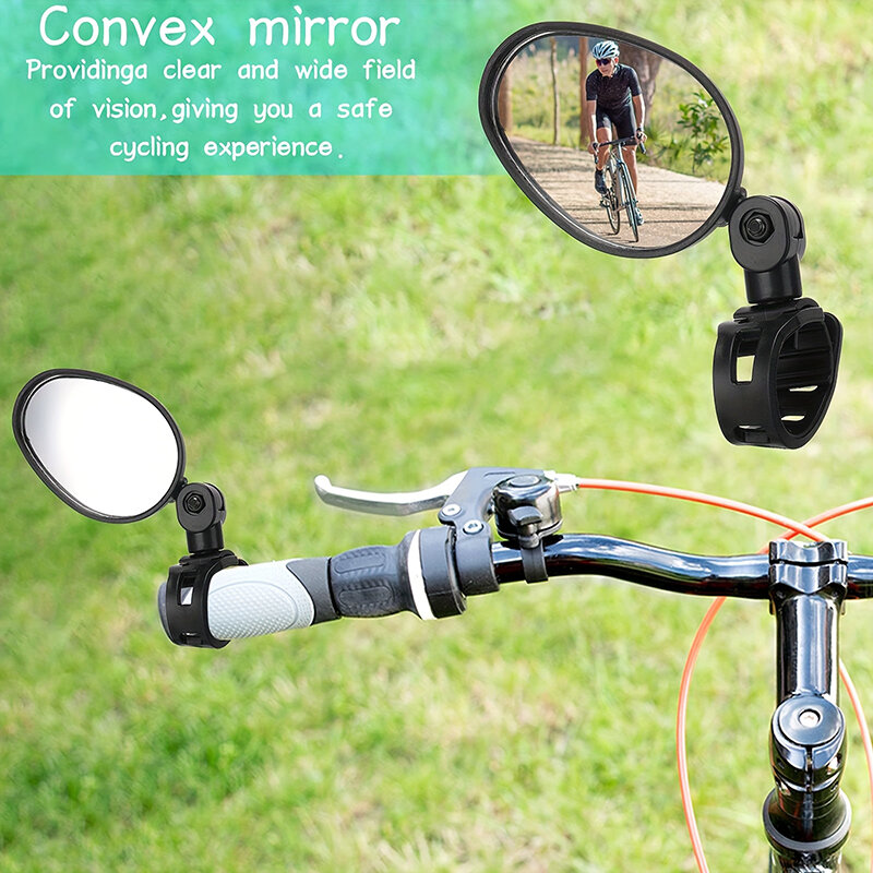 2pcs Bike Mirrors 360 Degree Adjustable Rotatable Handlebar Mirror Wide Angle Bicycle Rear View Mirror For Mountain Road Bike COD