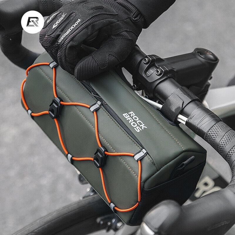 ROCKBROS 2.2L Cycling Bicycle Front Bag 100% Polyester Three-point Fixation Stability High-visibility Reflectors Portable Shoulderbag for MTB Road Bike