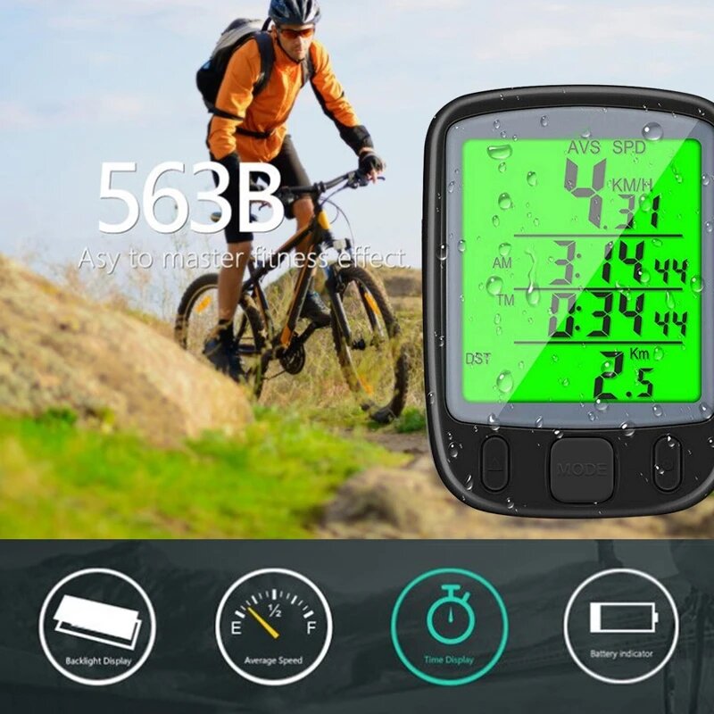 Wired Digital Bicycle Computer 1.6 inch LCD Screen Backlight Waterproof Odometer Stopwatch 32g Lightweight For MTB Road Cycle City Bike COD