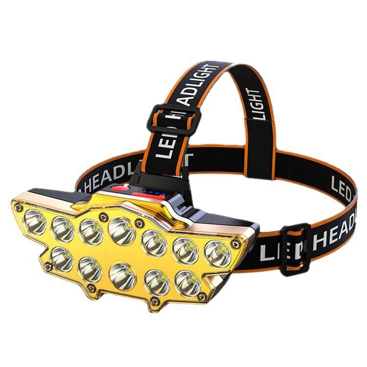 BIKIGHT 12*P90 LED Headlamp USB Rechargeable Long Shoot 4 Modes Bike Head Torch Flashlight Waterproof Camping Fishing COD