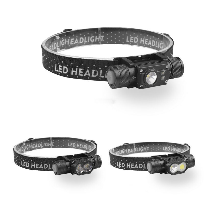 46G XTE+COB Outdoor Camping Headlamp 180°LED Built in 800 mA 18650 Battery USB Rechargeable for Hiking Fishing Camping Waterproof Lamp Flashlight Headlamp