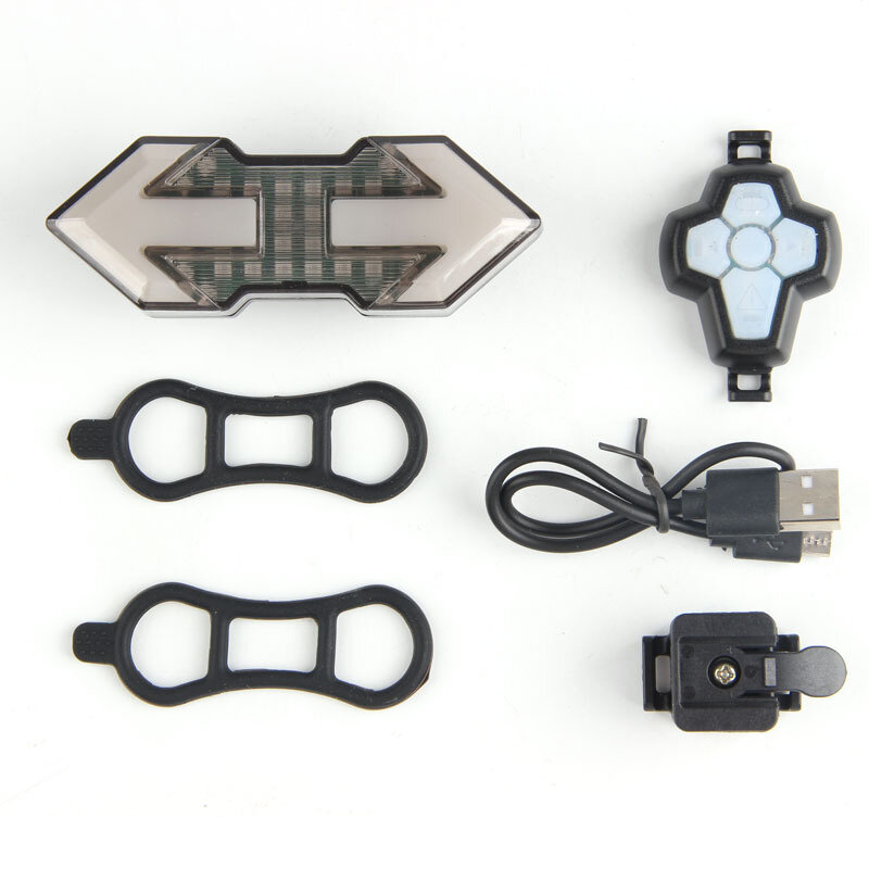 Xmund 500mAh Wireless Remote Control Steering Tail Light USB Charging Bike Tail Light LED Bike Light COD