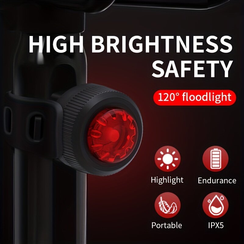 2023 New A08 Bike Taillight Red LED Super Brightness IPX5 Waterproof 3 Light Modes Bicycle Flashlight for Night Cycling COD