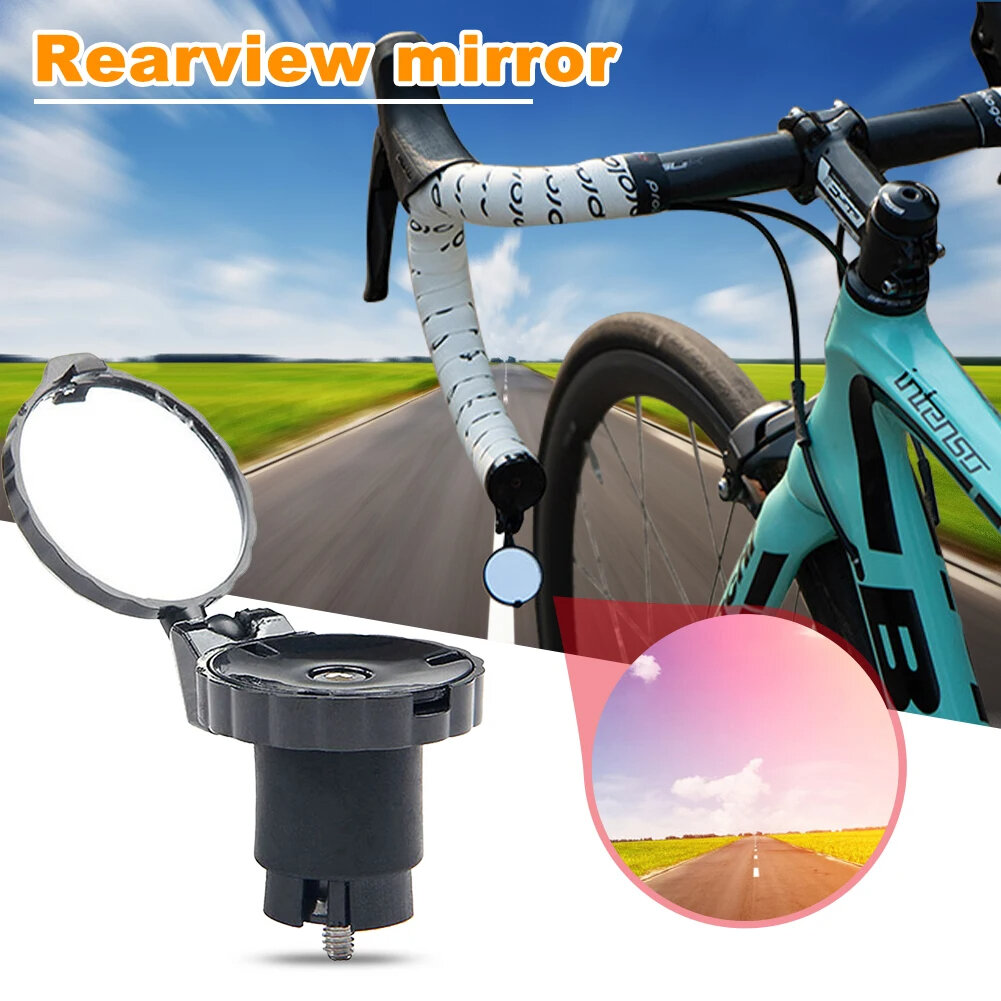 2 in 1 Bike Rear Mirror 360° Rotation Waterproof Wear-resistant Bicycle Mini Handlebar Rearview with Warning Tailight for Night Cycling COD