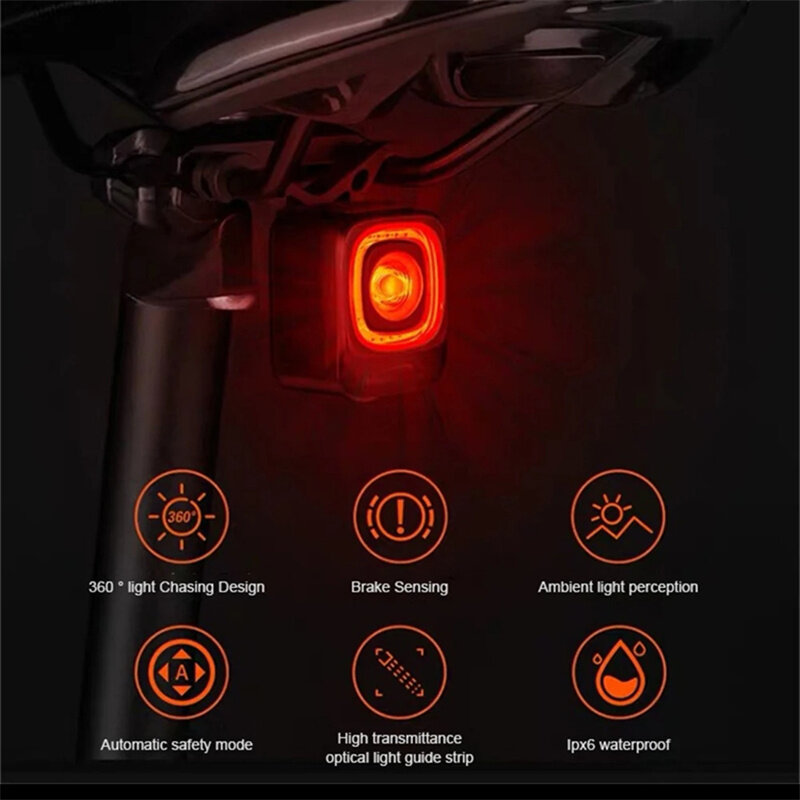 MAGICSHINE SEEMEE 200 Smart Taillight 200Lm Brightness 360° Light Chasing Braking Sensing IPX6 Waterproof USB Charging Safety Cycling Rear Light for MTB Bike Road Bike