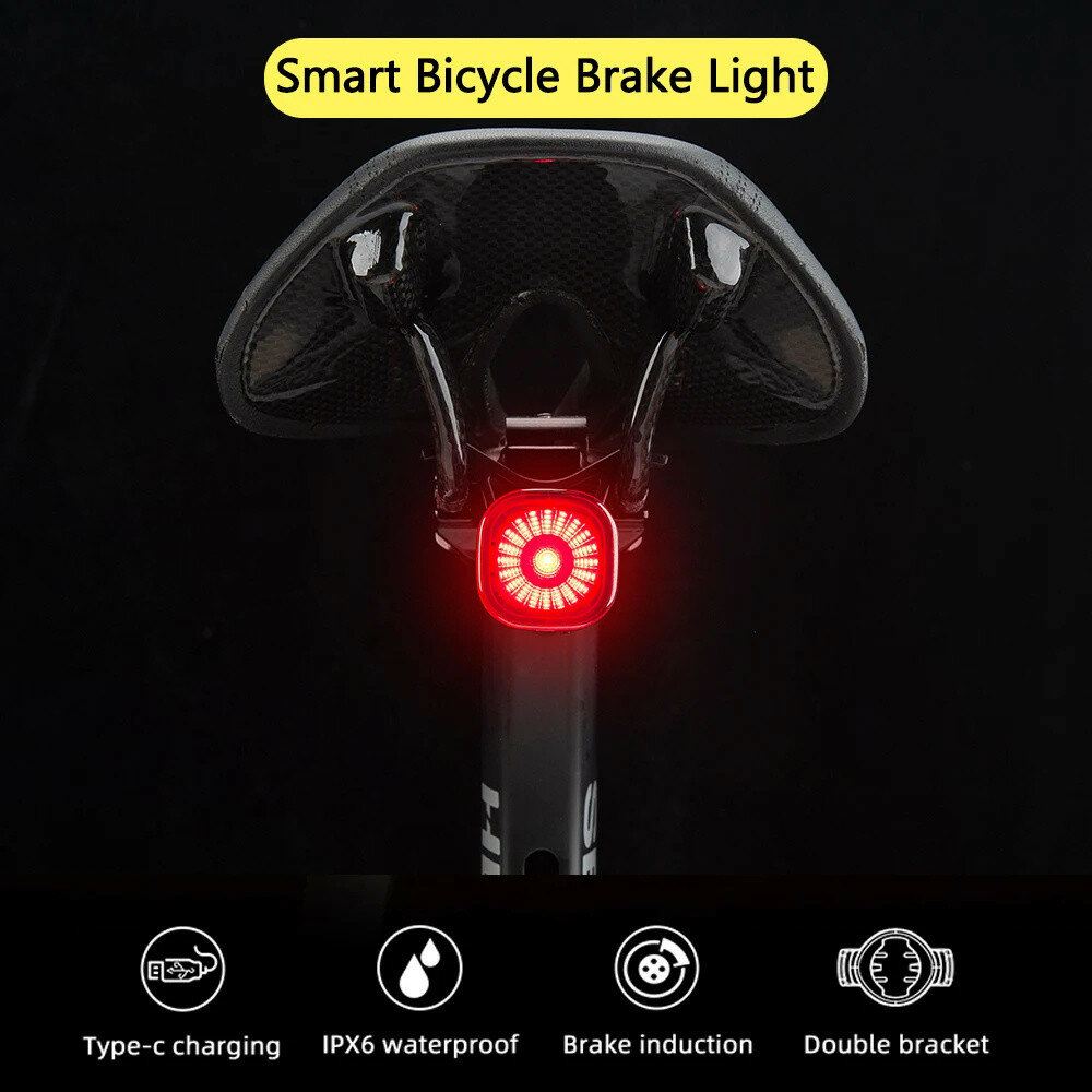 ANTUSI Q2S Bike Taillight Intelligent braking sensor 260mAh Battery 4 Light Modes Type-C Charging IPX6 Waterproof Wear-resistant Bicycle Rear Light for Night Cycling