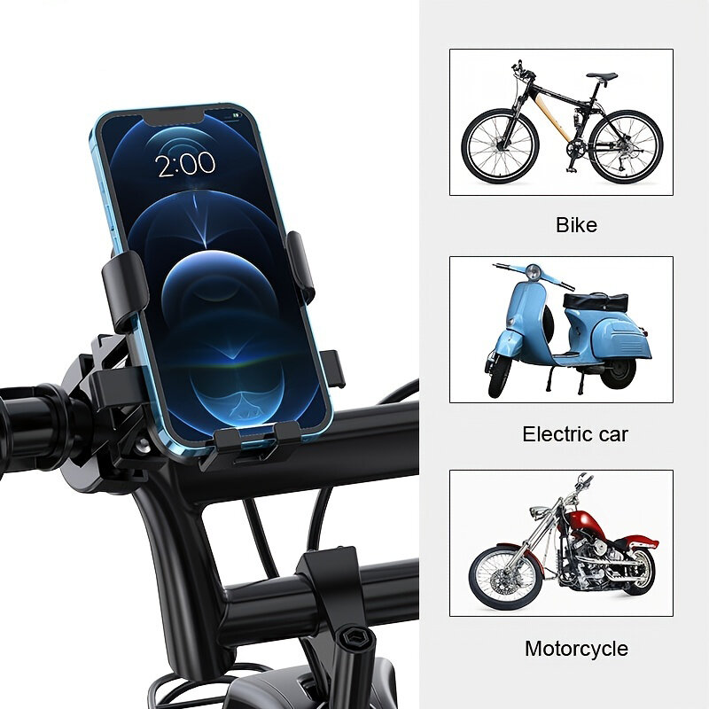 1s Quick Lock Bicycle Phone Handlebar One Hand Operation Shock-absorbing Stable Mobile Protection Rearview Holder for 4.2-7.2 inch Phones COD