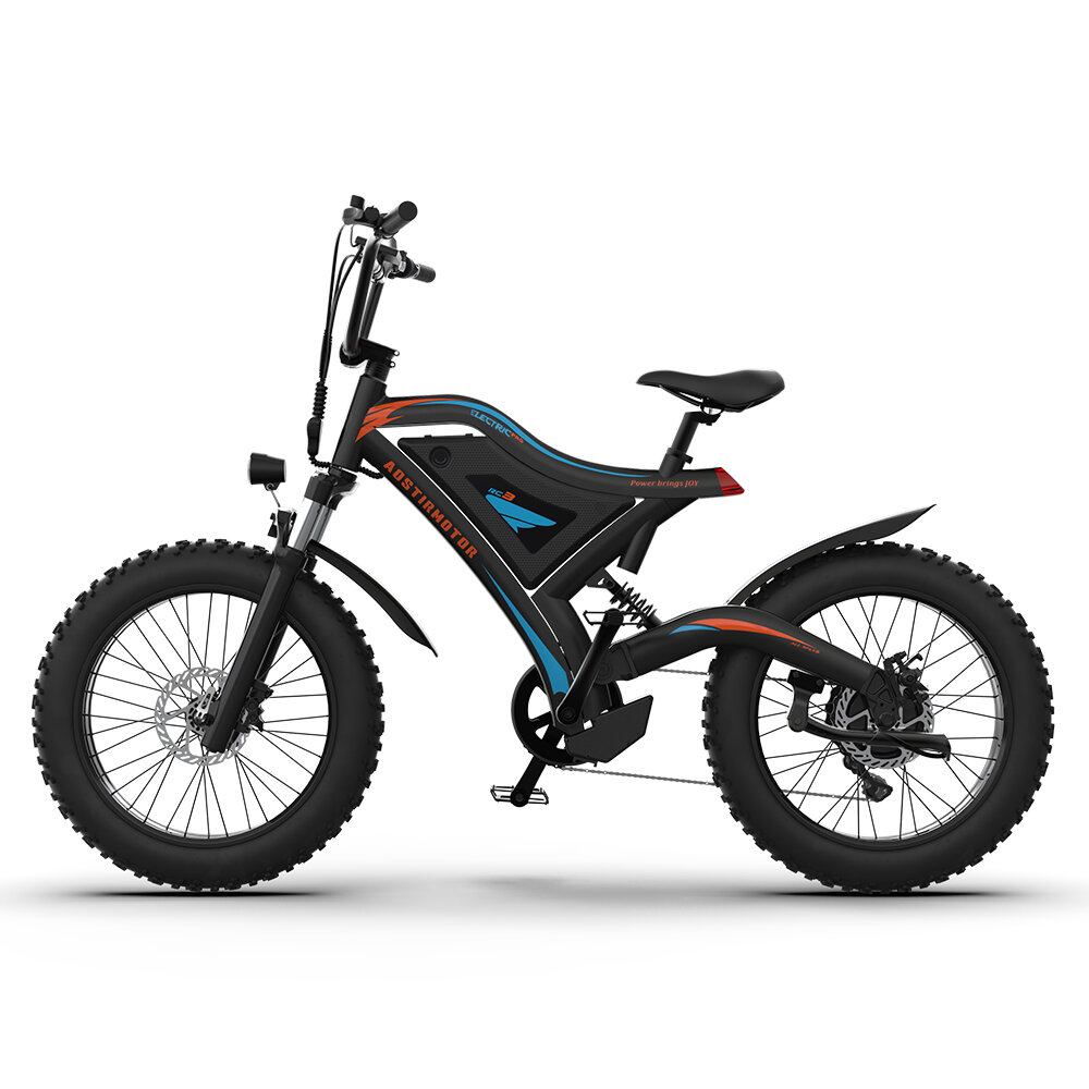 [USA Direct] AOSTIRMOTOR S18-mini Electric Bike 48V 15Ah Battery 500W Motor 20inch Tires 25-35KM Max Mileage 140KG Max Load Electric Bicycle COD