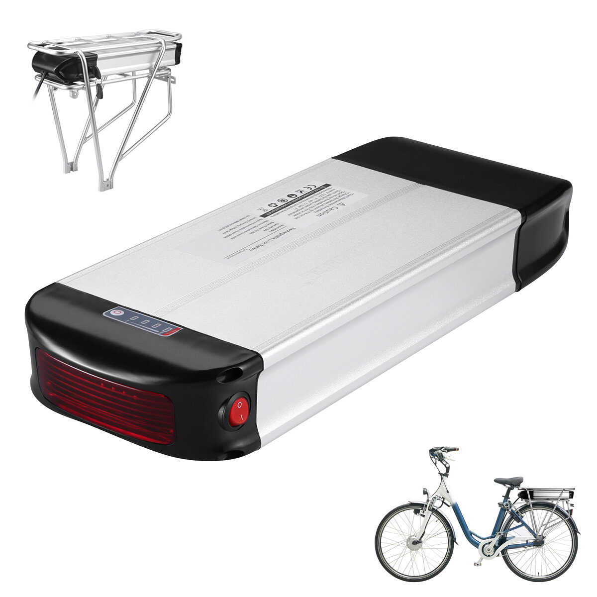[EU/USA Direct] HANIWINNER HA074-04 36V 20Ah 720W E-bike Battery Rechargeable Lithium Li-ion Battery with Rear Bike Frame & Taillight for Electric Bicycle