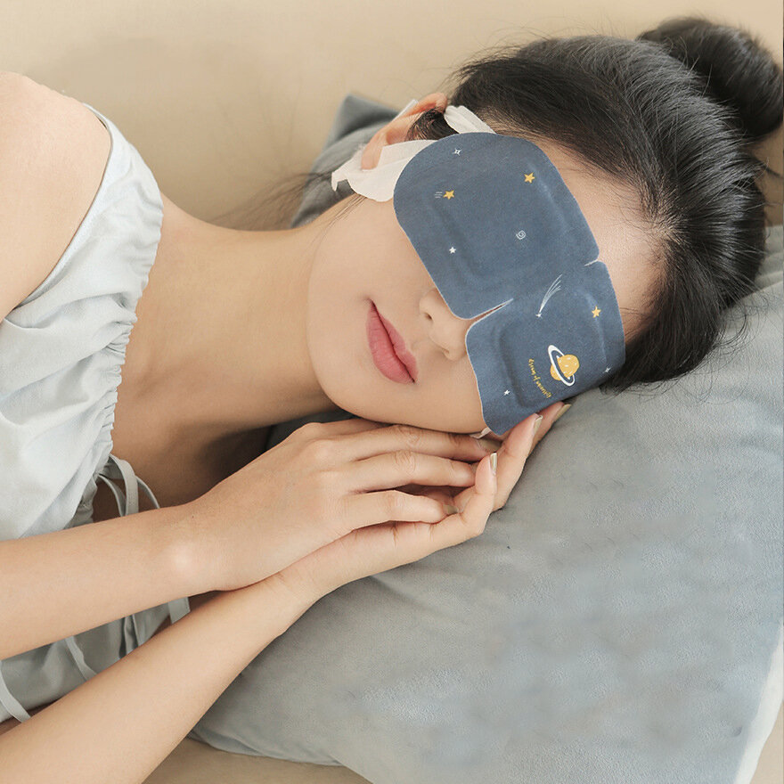 [From ] LIBERFEEL Sleep Steam Eyemask Cute Hood Eyeshade Cover Eye Relieve Patch Soft Comfort Blindfold Chamomile lavender Jasmine For Travel Camping Yoga Nap