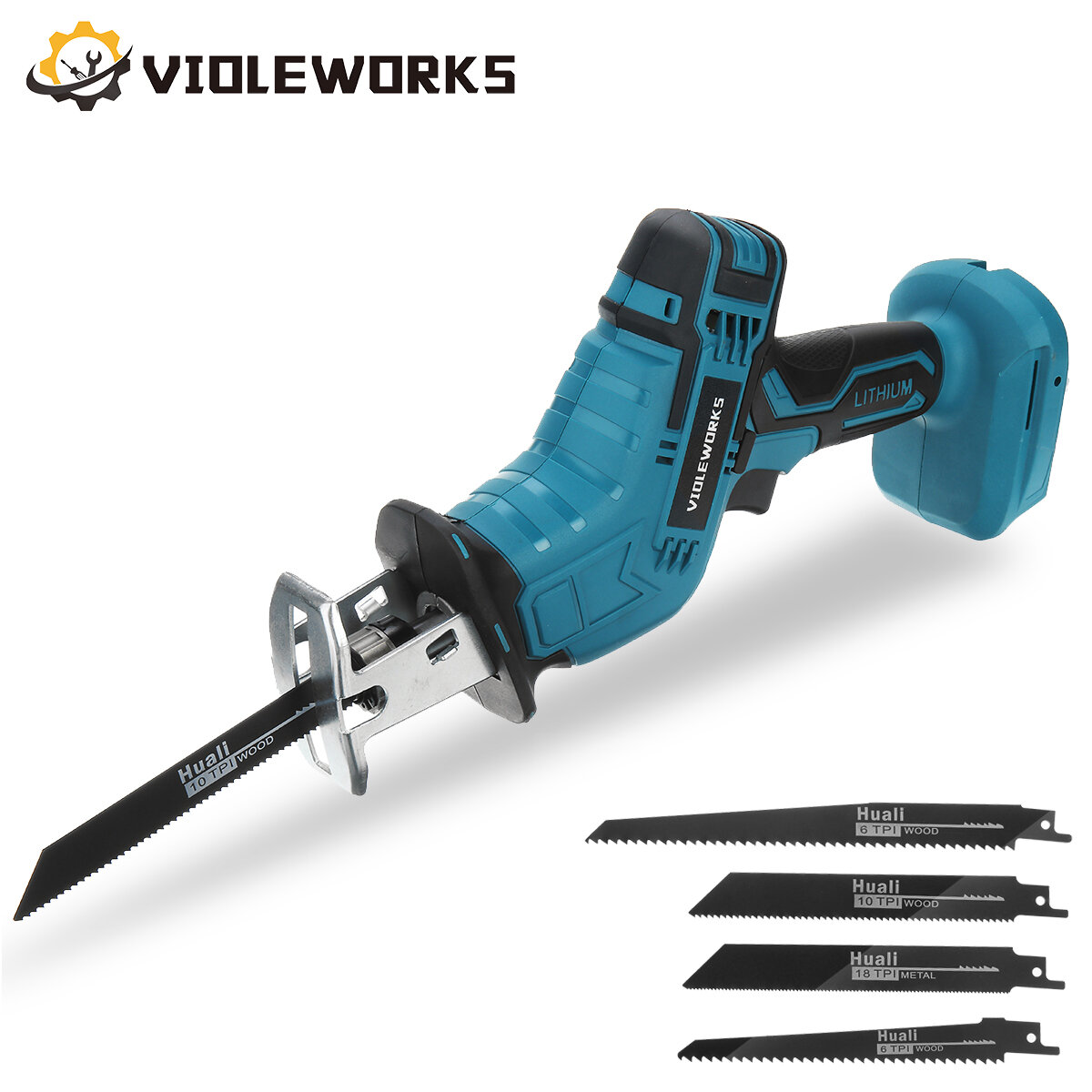 Portable Cordless Electric Saw Reciprocating Saw No Battery with 4PC Blades Metal Wood Cutting Tool for 18V Battery COD