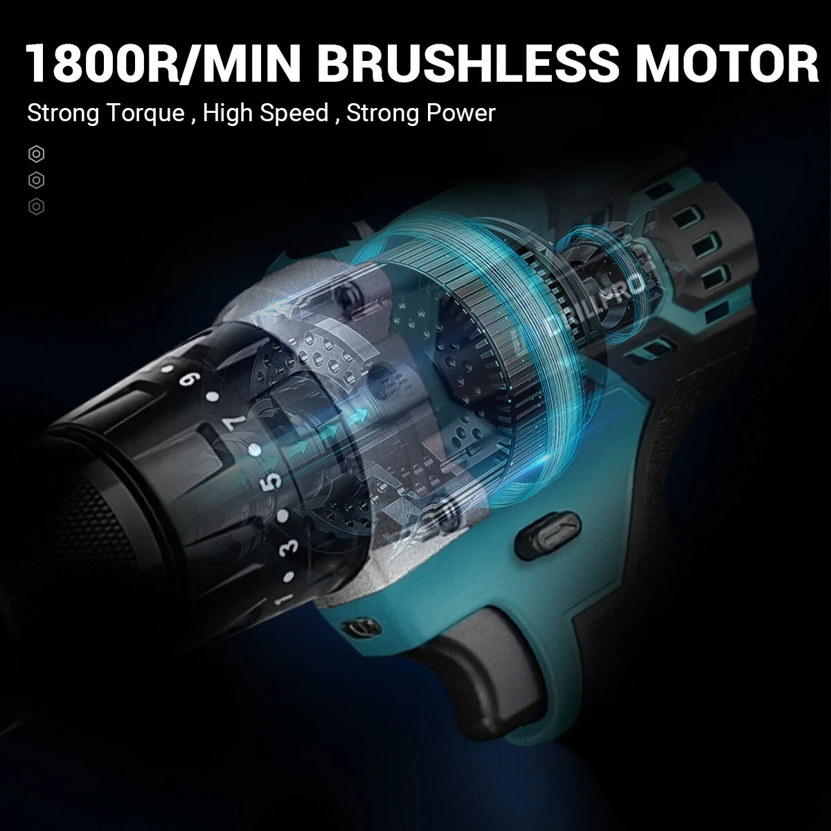 Drillpro 13MM Brushless Electric Impact Drill 20+3 Torque Screwdriver Hammer Drill Winter Ice Power Tools For Mak Battery COD