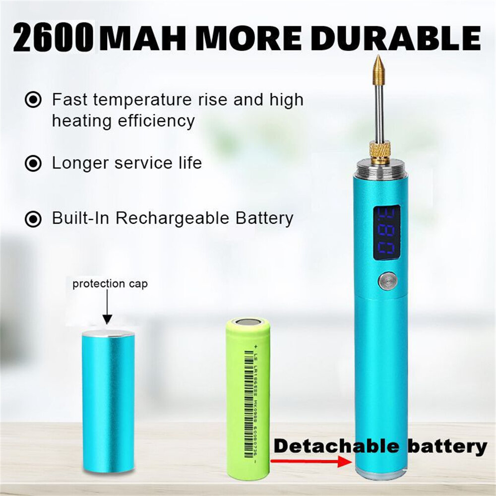 BS45 Portable Soldering Iron 16-20W Adjustable Voltage 320-450℃ USB Charging 2600mAh Battery Quick Heat Up High Temp Resistance COD