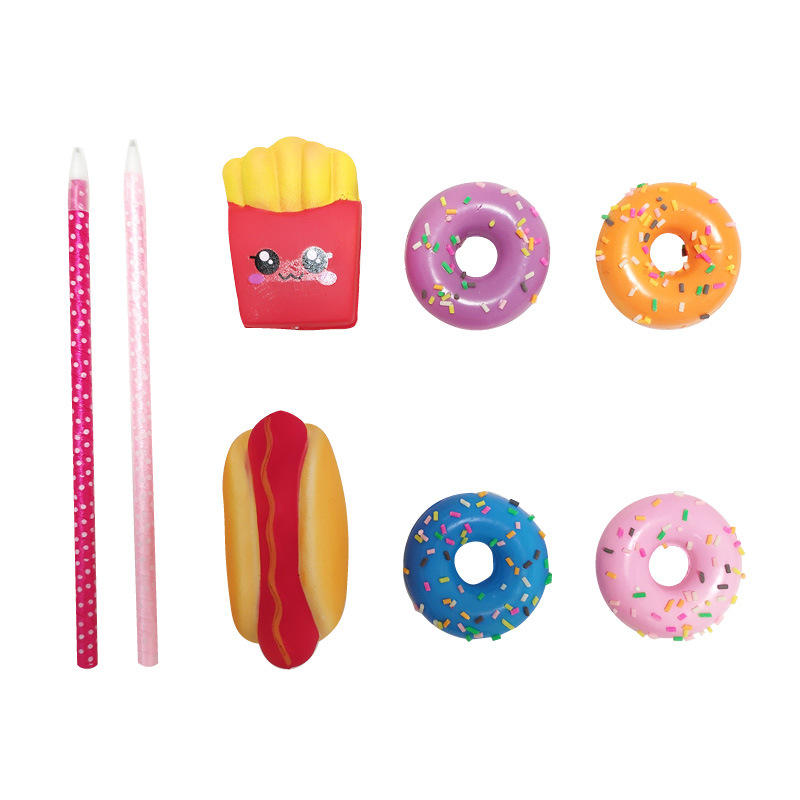 Donut Hot Dog Squishy Slow Rising Rebound Writing Simulation Pen Case With Pen Gift Decor Collection With Packaging COD